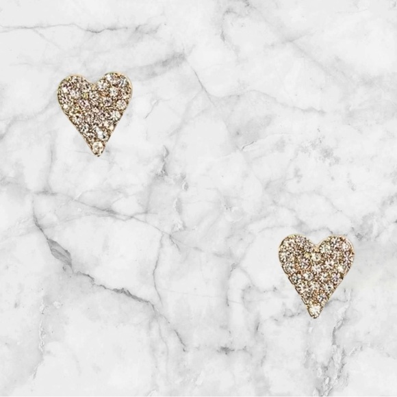 🆕J. Crew Gold Heart Pavé Earrings - Picture 3 of 15